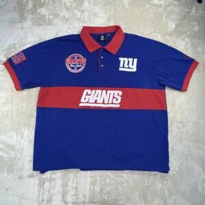 FOCO NFL Men's New York Giants Wordmark Rugby Short Sleeve Polo Shirt Sz 2XL SLD